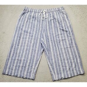 Beach Lunch Lounge Pajama Pants Womens XL Multi Cropped Striped Drawstring Waist
